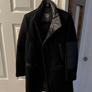 Vince Camuto Black Coat with Faux Leather Accents